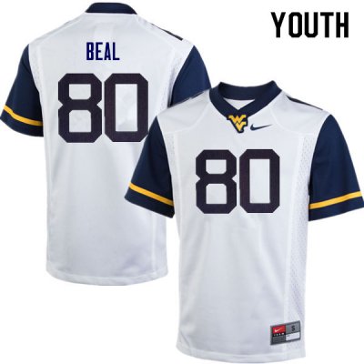 Youth West Virginia Mountaineers NCAA #80 Jesse Beal White Authentic Nike Stitched College Football Jersey ML15A20QW